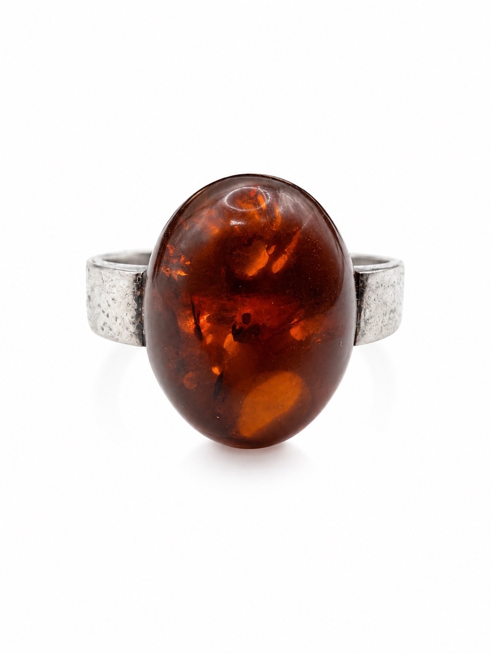 Deep Cognac Amber Ring — Size 6